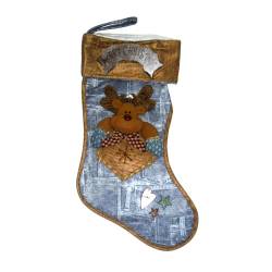 Υφασμάτινη διακοσμητική χριστουγεννιάτικη κάλτσα 100-1847