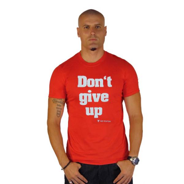 T-SHIRT ΑΝΔΡΙΚΟ ΒΑΜΒΑΚΕΡΟ TAKEPOSITION, DONT GIVE UP, ΚΟΚΚΙΝΟ, 307-5003 